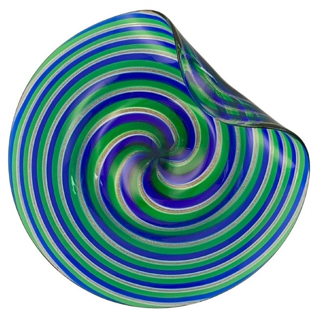 Murano Filigrana Glass Dish with Aventurine from Cenedese & Alberelli, 1970s For Sale - Image 11 of 11