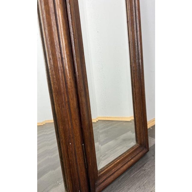 Antique French Rocaille Style Carved Oak Wall Mirror For Sale - Image 9 of 11