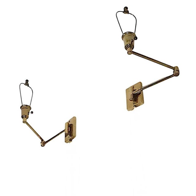 Mid-Century Modern 1970's Hollywood Regency Style Brass Flex Arm Wall Sconces - a Pair For Sale - Image 3 of 12