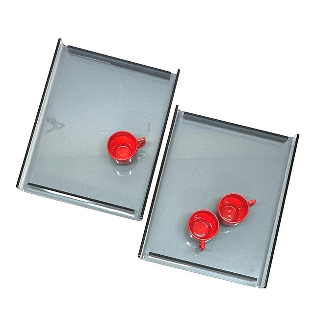 Mid 20th Century Sleek Cool Grey Lucite Serving Trays For Sale - Image 5 of 13