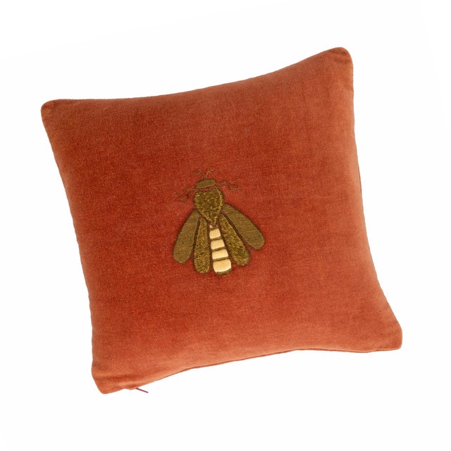 The Red Bee Velvet Embroidered Throw Pillow Cover brings together rich texture, timeless symbolism, and refined...