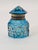 Antique Art Deco French Inkwell in Blue Faceted Glass, 1920 For Sale - Image 9 of 10