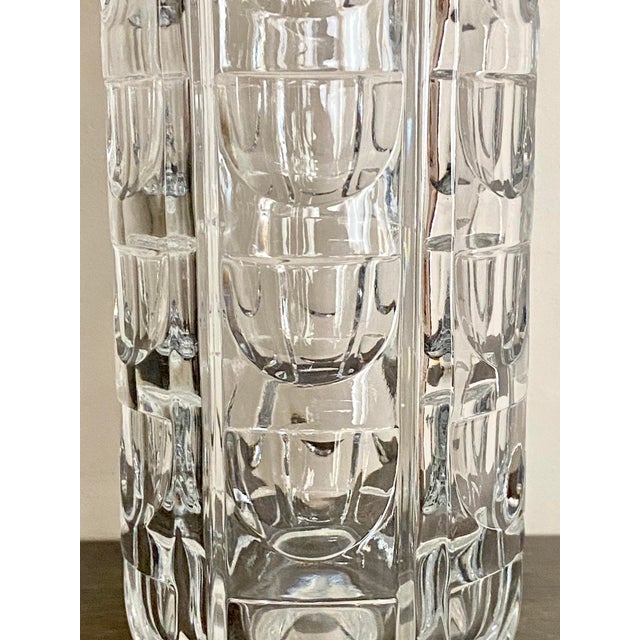 Vintage Modernist Crystal Vase For Sale - Image 4 of 7