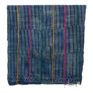 Dogon African Chromatic Stitching Indigo Throw For Sale