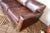 Mid-Century Modern Restoration Hardware Brown Leather Three-Seat Sofa With Patina For Sale - Image 3 of 18