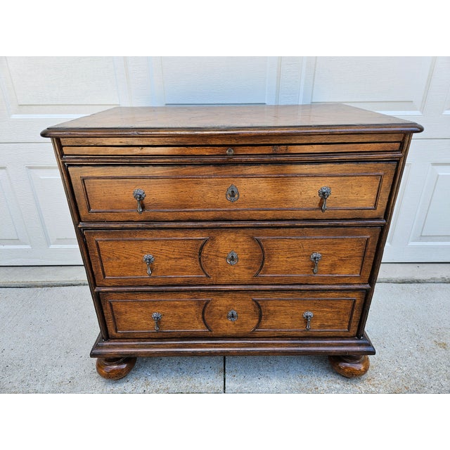 Late 20th Century English William and Mary Style Three Drawer Chest or Side Table For Sale - Image 5 of 15