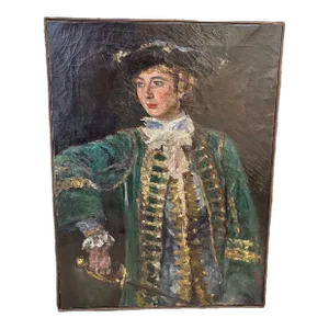 Antique Portrait Oil Painting of a Young Man in His Finery