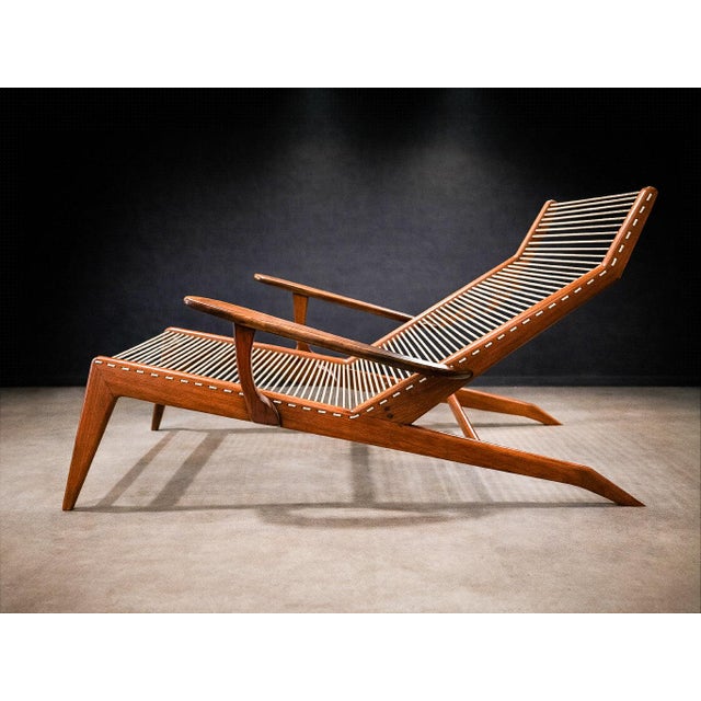 Brazilian Modern Chaise Lounge in Caviúna Wood & Fabric by Pierre Weckx, Brazil, 1950s — Lot 573A For Sale - Image 15 of 17