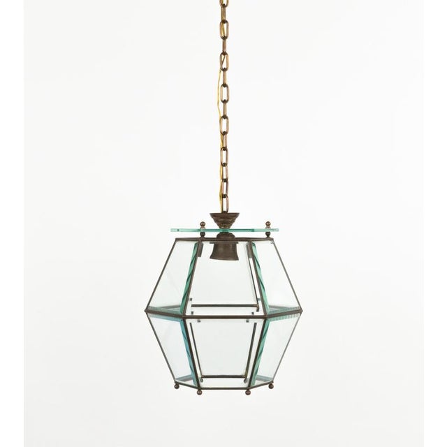 Mid-Century Pendant in Brass and Beveled Glass in the style of Adolf Loos, Italy, 1950s For Sale - Image 10 of 12