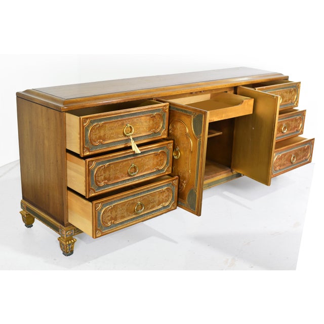 Wood Mid Century Italian Neoclassical Revival Gold Leaf Sideboard by Mastercraft For Sale - Image 7 of 13