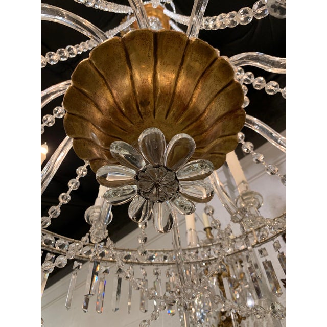 19th Century Italian Giltwood and Crystal 10-Light Chandelier For Sale In Dallas - Image 6 of 8