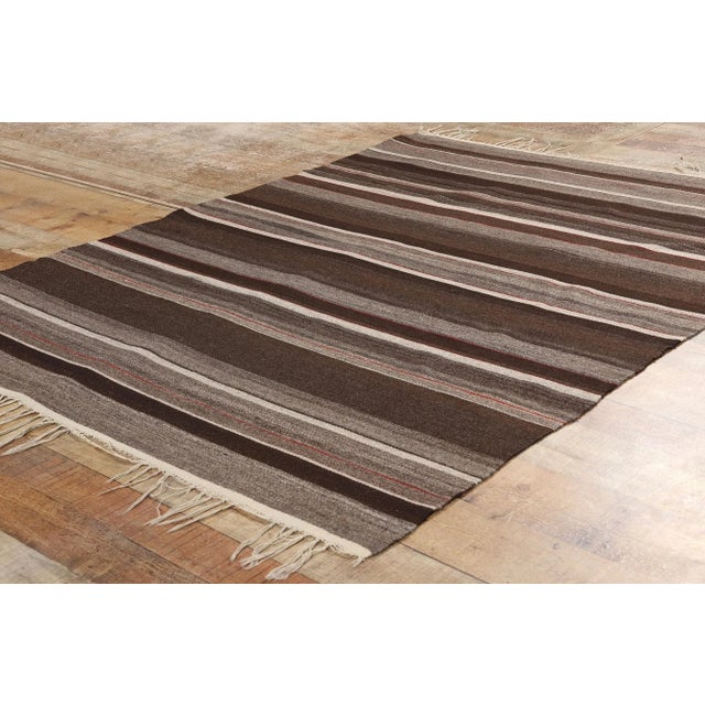 Textile Vintage Rio Grande Chimayo Blanket Kilim Rug - 04'03 X 05'08. For Sale - Image 7 of 9