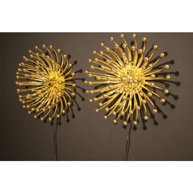 Gold Pistillo Wall Lamps by Valenti Milano, 1980, Set of 2 For Sale - Image 6 of 18