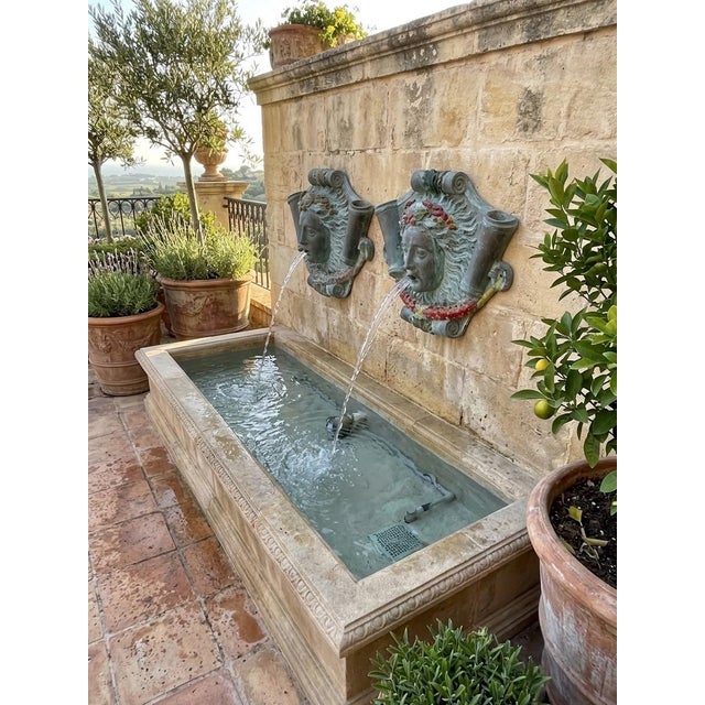 Pair of Vintage Neoclassical Cast Bronze Maiden Mask Wall Fountain For Sale - Image 11 of 12