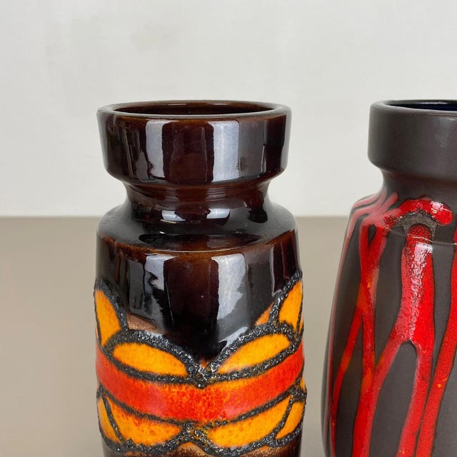 Ceramic Vintage Fat Lava Pottery Vases attributed to Scheurich, Germany, 1970s, Set of 4 For Sale - Image 7 of 18