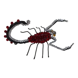 1950's French Modernist Crystal "Red Scorpion" Sculpture - Black Iron Frame