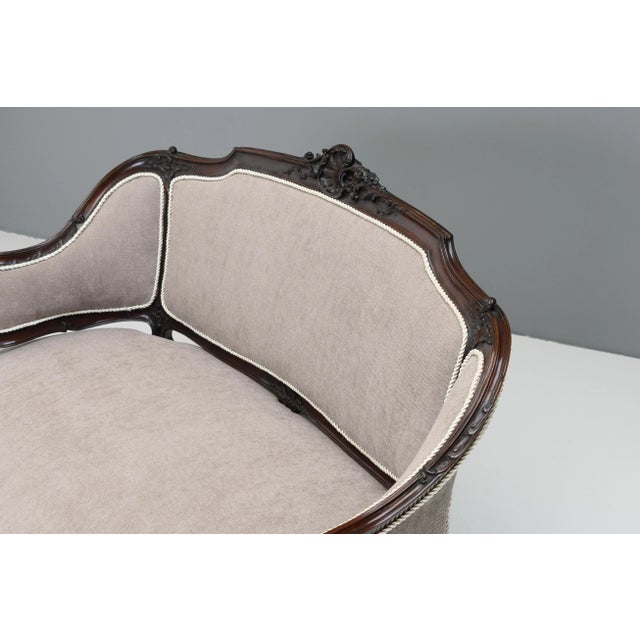 Fabric & Rosewood Sofa, 1890s For Sale - Image 4 of 8