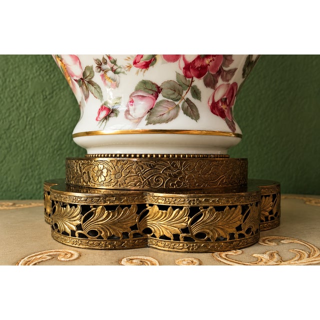 Rose Schumann Arzberg Bavaria Briar Rose Porcelain Table Lamps For Sale - Image 8 of 13