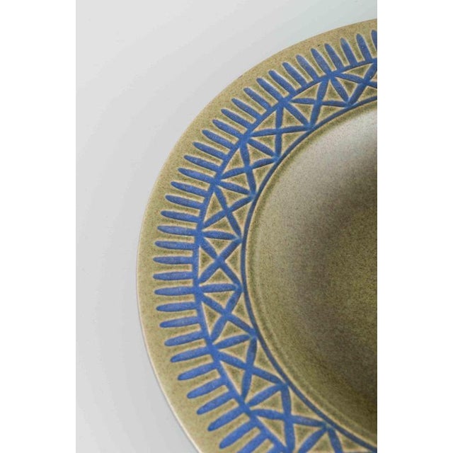 Vintage Stoneware Bowl with Geometric Relief Pattern by Mari Simmulson for Upsala-Ekeby, 1960s For Sale - Image 3 of 5