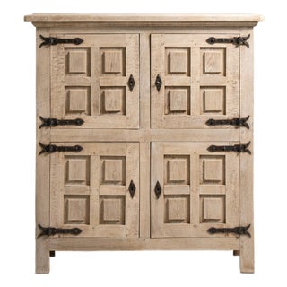 19th Century France Brutalist Antique White Wood Storage Cabinets & Cupboards For Sale