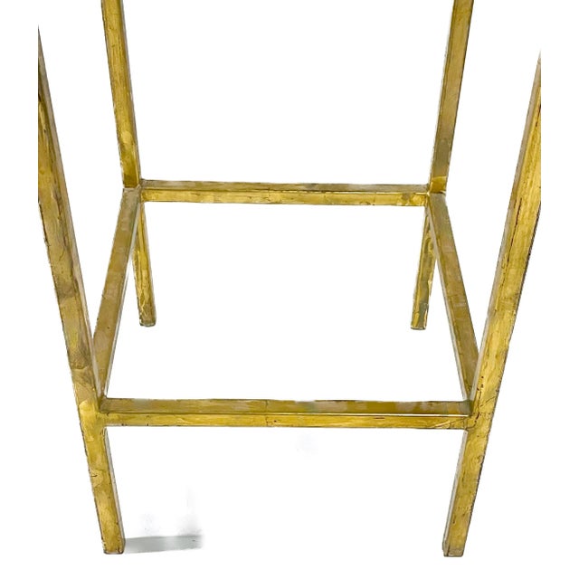 Wood Gold Leafed Steel & Ebonized Pedestal For Sale - Image 7 of 8