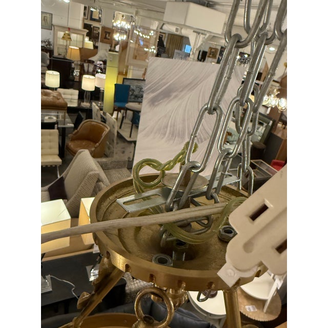 Vintage Custom Alabaster Semi Flush Mount Pendant For Sale In San Francisco - Image 6 of 12