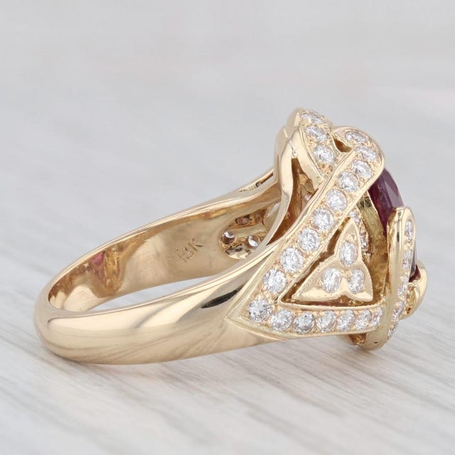 Gold 3.18ctw Ruby Diamond Ring 18k Yellow Gold Size 6.5 Cocktail Gia For Sale - Image 8 of 8