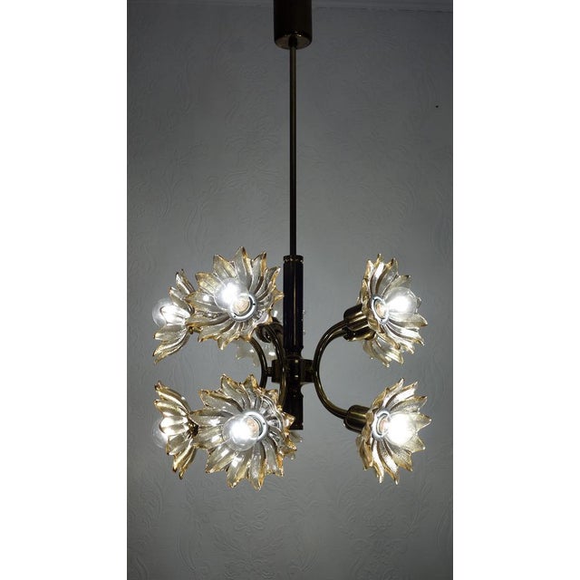 Vintage Hanging Light Brass Glass from Sische Leuchten, 1970s For Sale - Image 12 of 15