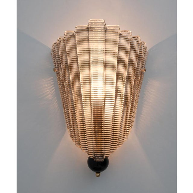 1980s Italian Modern Murano Glass Textured Wall Sconces, 1980s, Set of 2 For Sale - Image 5 of 8