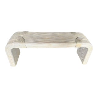 1970's Betty Cobonpue Scultura Pencil Reed Rattan Bench For Sale