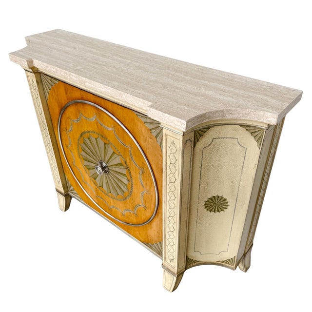 Late 20th Century Italian Neoclassical Style Hand-Painted Console Cabinet or Commode For Sale - Image 4 of 15
