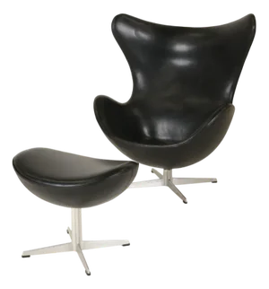 Set of Early Egg Chair and Ottoman by Arne Jacobsen for Fritz Hansen, Denmark, 1960s