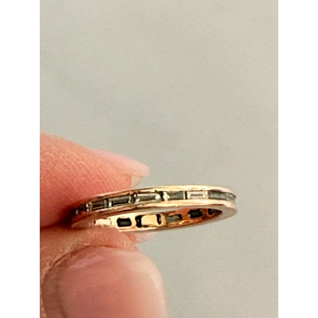 Contemporary 14k Rose Gold Diamond Baguette Eternity Band, Size 6.75 For Sale - Image 3 of 10