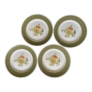 Set of Four (4) 1960s Bellegay Japanese Ironstone in Avocado Green 10 3/8” Plates For Sale