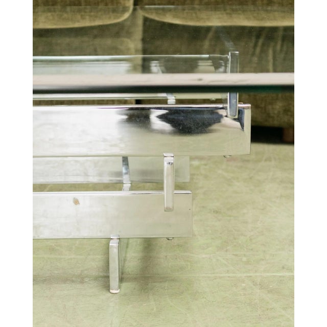 1970s 1970s Aluminum and Glass Coffee Table For Sale - Image 5 of 11