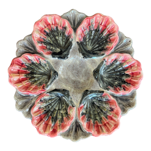 Vintage French Majolica Oyster Plate