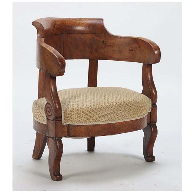 French Antique French Restoration Child’s Barrel Chair For Sale - Image 3 of 7