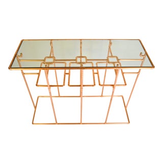 Contemporary Custom Copper Pipe Sideboard Table Console With Glass Top