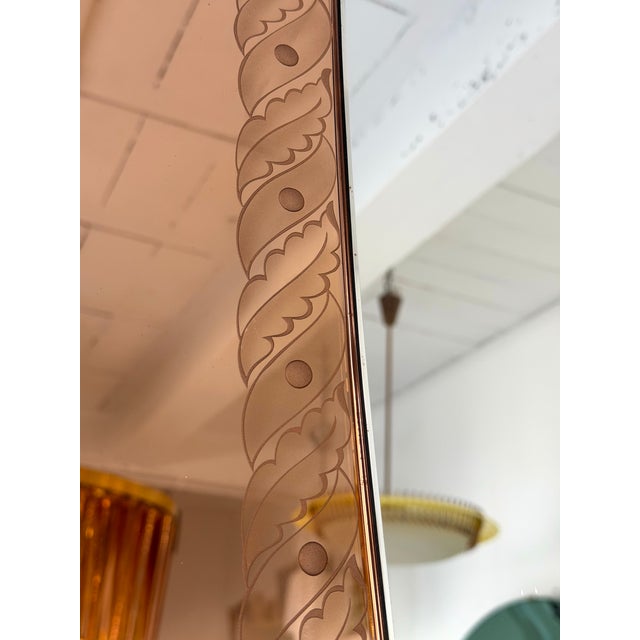 Pink Mirror Brass and Pink Colored Glass by Giovanni Battista Gariboldi Italy, 1950s For Sale - Image 8 of 12