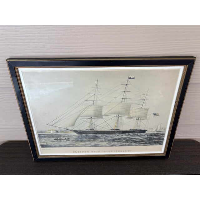Currier & Ives “Clippership Nightingale” hand colored 1854 lithograph from the personal collection of Curtis L. Carter in...