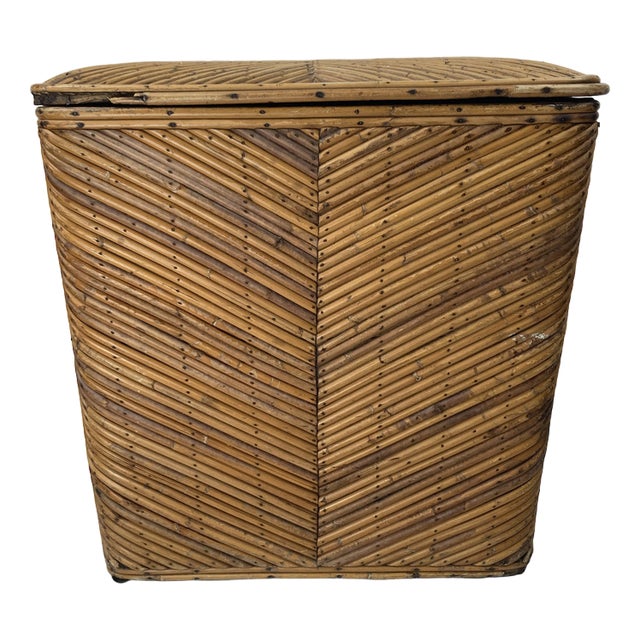 Rattan Bamboo Pencil Reed Trunk, 1960s For Sale
