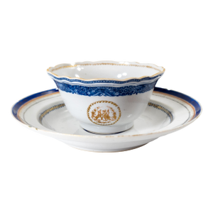 18th Century Chinese Blue and White Fitzhugh Pattern Cup and Saucer