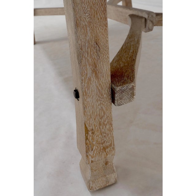 1960s MCM Arts & Crafts Cerused Oak Dining Table w/ 12" Extension Leaf Board Mint For Sale - Image 5 of 12