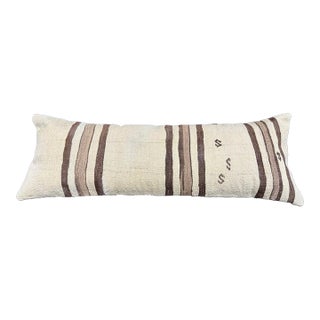 Turkish Hemp Pillow Cushion Natural Beige Brown Cushion Cover 14"x40" For Sale