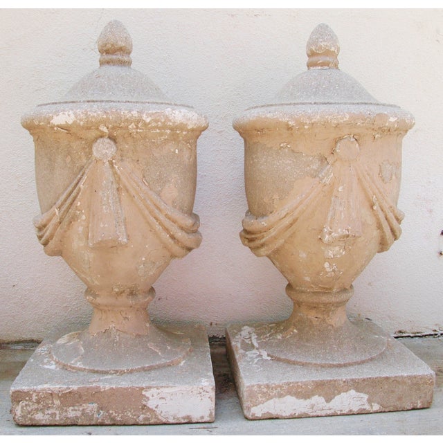 Large Estate Concrete Garden Finials Pair Chairish