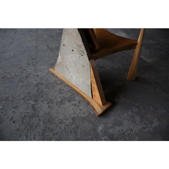 Brown Modernist Wood and Stone Armchair, France, 1970s For Sale - Image 8 of 10