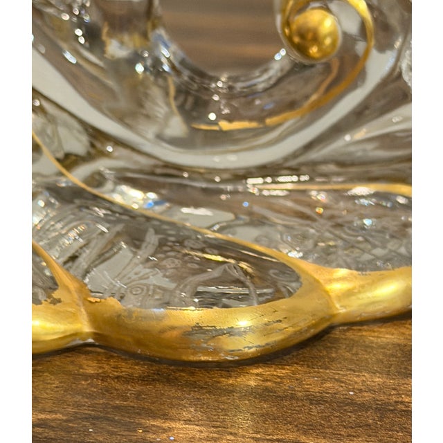 1930s Cambridge Glass Valencia Etched & Gilt 3-Light Candelabra – Pair For Sale - Image 9 of 17