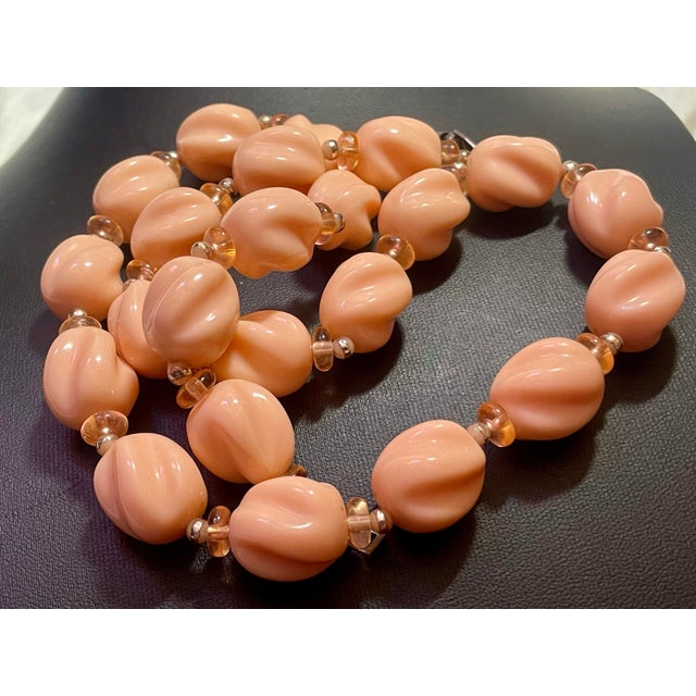 Metal Lucite Demi-Parure Marriage in Pink Earrings and Necklace, Classic MCM West Germany For Sale - Image 7 of 8