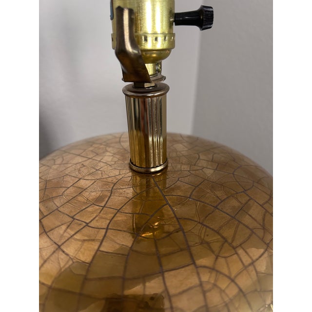 Mid-Century Modern 1978 Westwood Industries Metallic Gold Crackle Ginger Jar Lamp For Sale - Image 3 of 3