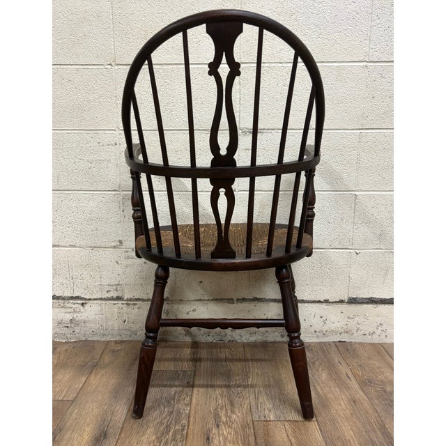 Vintage or Antique Sack Back Rush Seat Windsor Arm Chair For Sale - Image 10 of 10